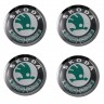 Заглушки для диска со стикером Skoda (64/60/6) зеленый и черный