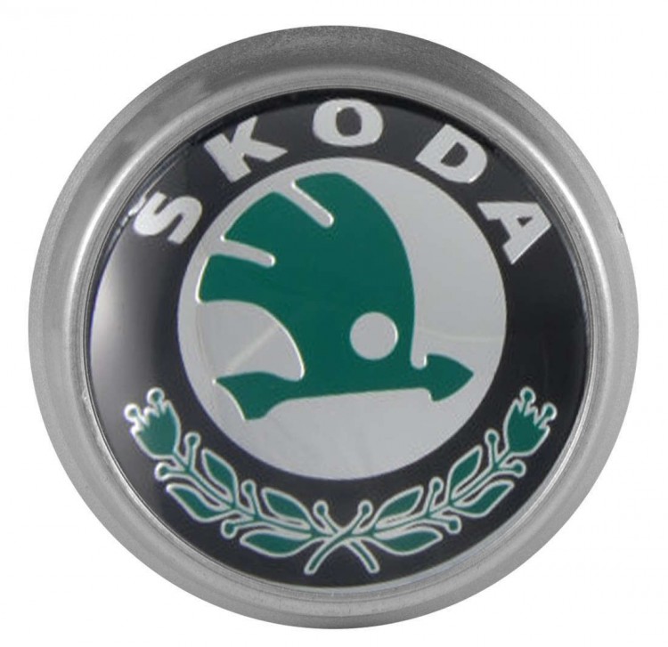 Колпачки на диски ВСМПО со стикером Skoda 74/70/9 зеленый и черный
